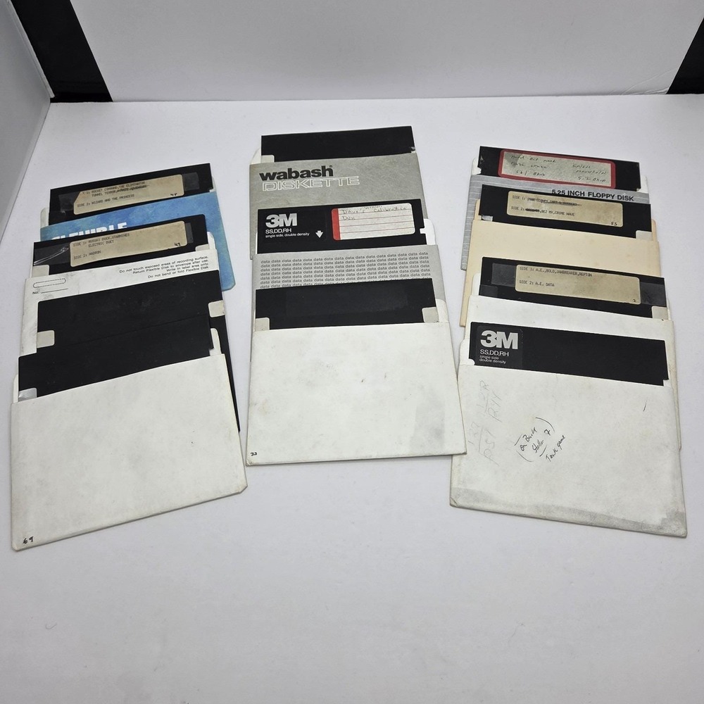 Lot of 11 Vintage 5.25 Floppy Disk Games Software DOS PC Atari Apple Untested